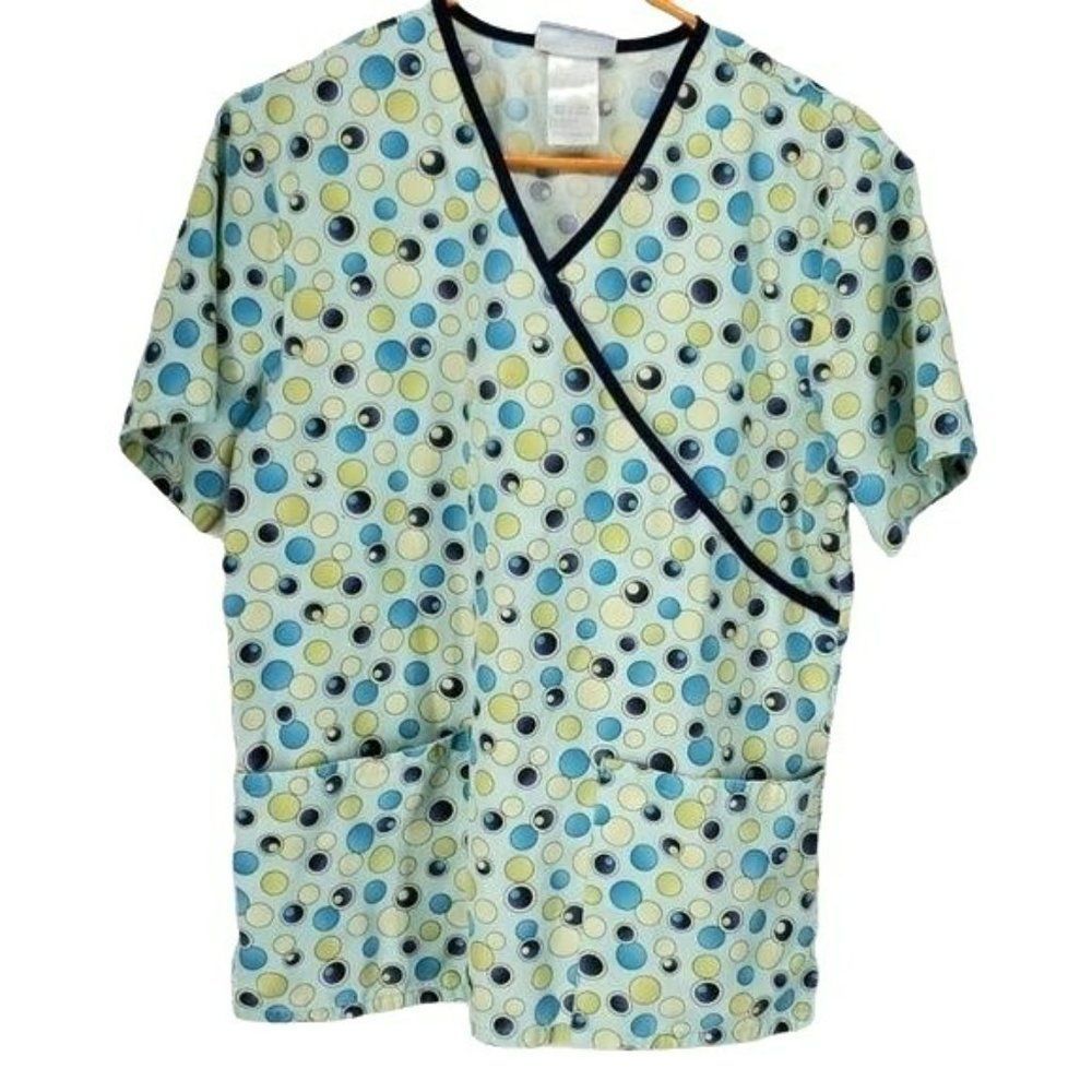 SB Scrubs Women's Vintage 90s Dotted Bubble Scrub Top Size Small